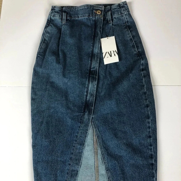 ZARA Asymmetrical  Denim Skirt - Picture 1 of 11